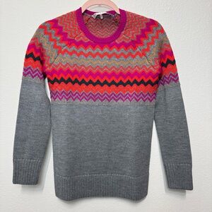 Trina Turk Gray and Pink Zigzag Men's Sweater